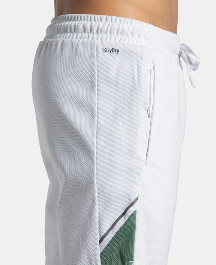 Recycled Microfiber Straight Fit Shorts with StayFresh Treatment - White & Green