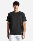 Microfiber Fabric Round Neck Half Sleeve T-Shirt with StayDry Tech - Black Melange