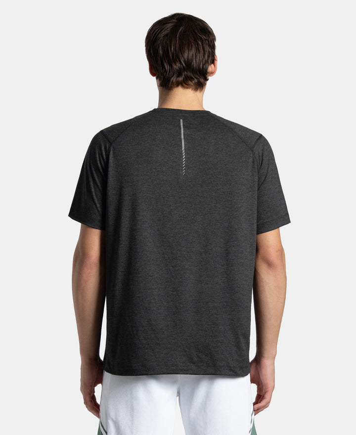 Microfiber Fabric Round Neck Half Sleeve T-Shirt with StayDry Tech - Black Melange