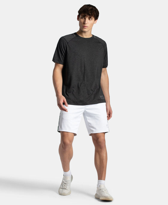Microfiber Fabric Round Neck Half Sleeve T-Shirt with StayDry Tech - Black Melange