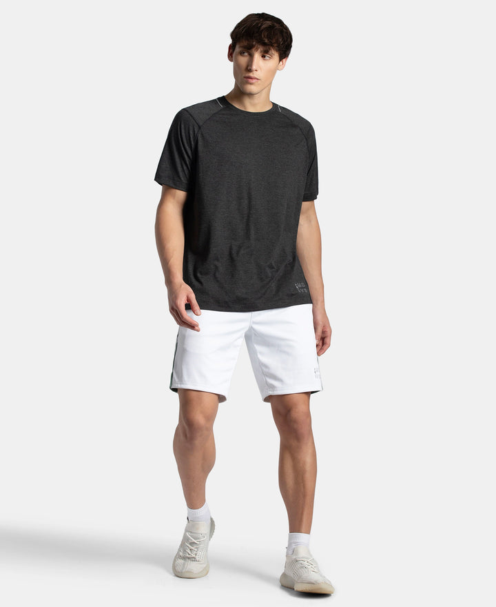 Microfiber Fabric Round Neck Half Sleeve T-Shirt with StayDry Tech - Black Melange