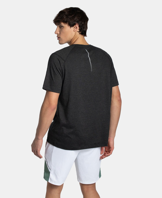Microfiber Fabric Round Neck Half Sleeve T-Shirt with StayDry Tech - Black Melange