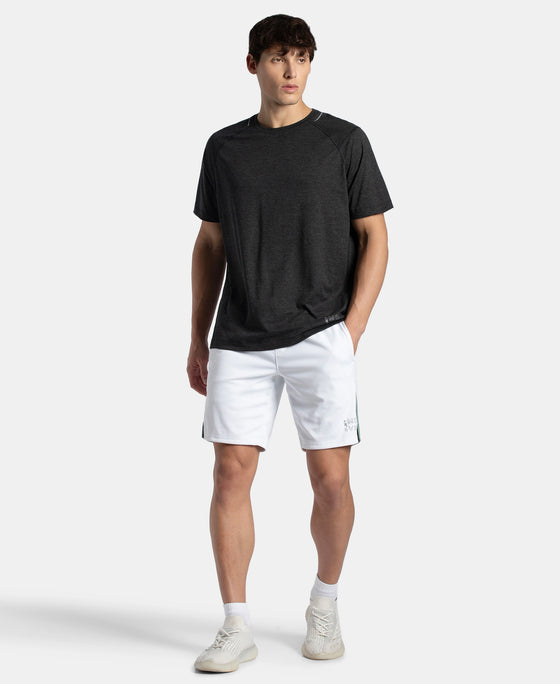 Microfiber Fabric Round Neck Half Sleeve T-Shirt with StayDry Tech - Black Melange