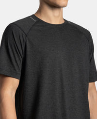 Microfiber Fabric Round Neck Half Sleeve T-Shirt with StayDry Tech - Black Melange