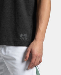 Microfiber Fabric Round Neck Half Sleeve T-Shirt with StayDry Tech - Black Melange