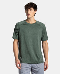 Microfiber Fabric Round Neck Half Sleeve T-Shirt with StayDry Tech - Duck Green Zebra