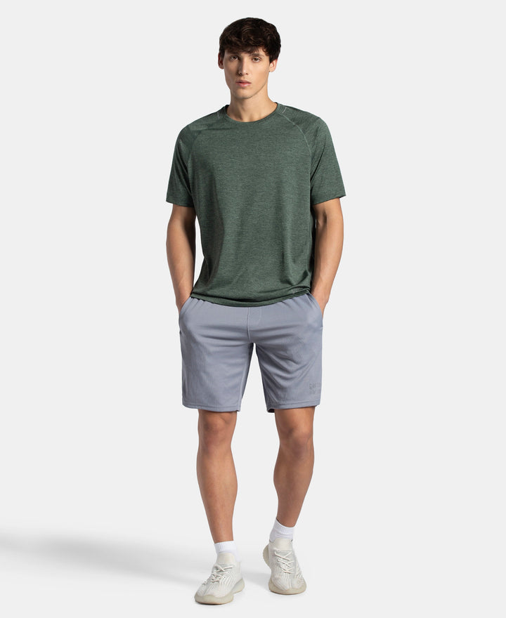 Microfiber Fabric Round Neck Half Sleeve T-Shirt with StayDry Tech - Duck Green Zebra