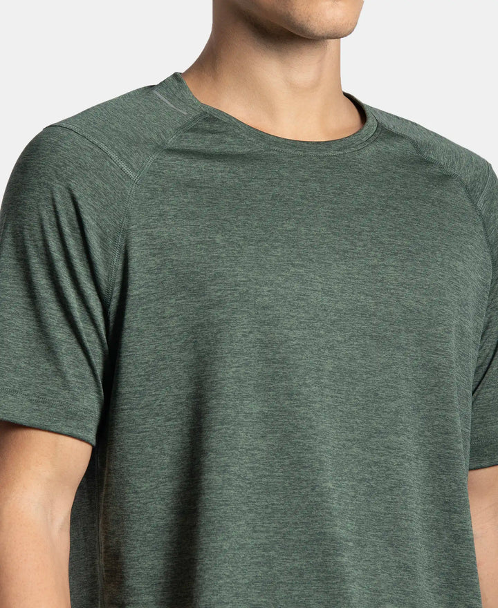 Microfiber Fabric Round Neck Half Sleeve T-Shirt with StayDry Tech - Duck Green Zebra