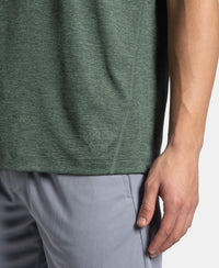 Microfiber Fabric Round Neck Half Sleeve T-Shirt with StayDry Tech - Duck Green Zebra