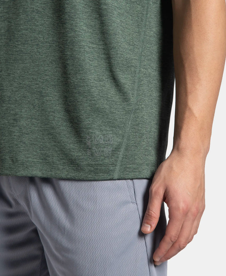 Microfiber Fabric Round Neck Half Sleeve T-Shirt with StayDry Tech - Duck Green Zebra