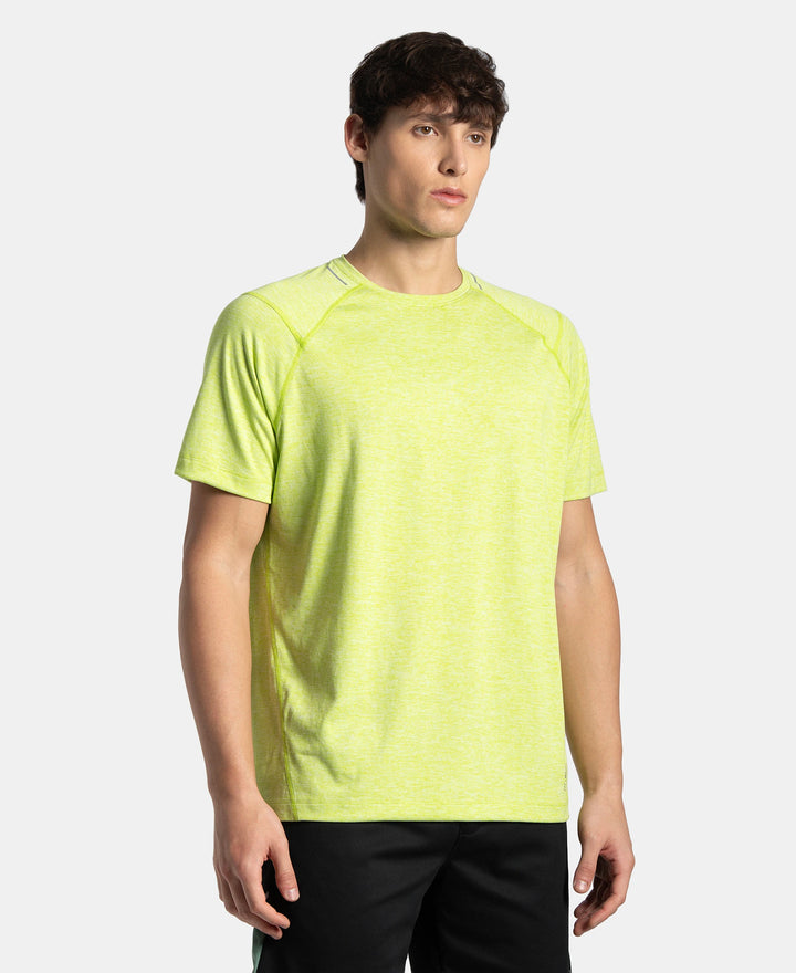 Microfiber Fabric Round Neck Half Sleeve T-Shirt with StayDry Tech - Green Glow Zebra