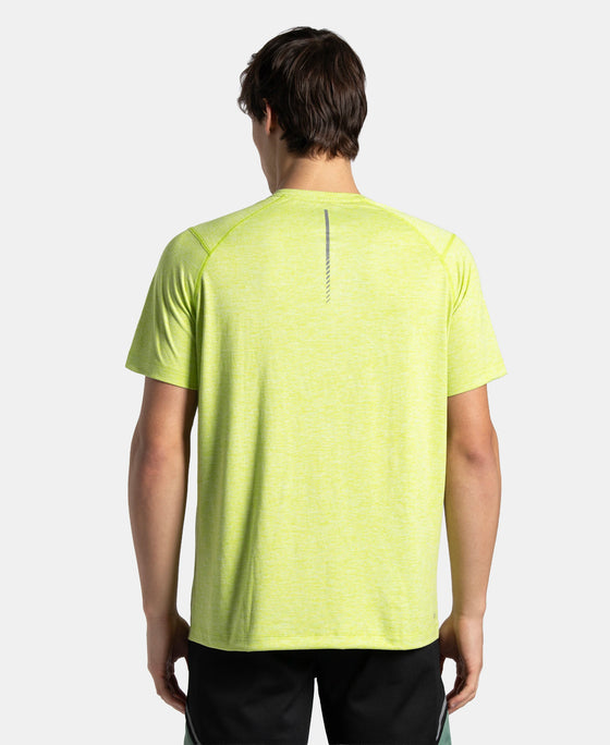 Microfiber Fabric Round Neck Half Sleeve T-Shirt with StayDry Tech - Green Glow Zebra