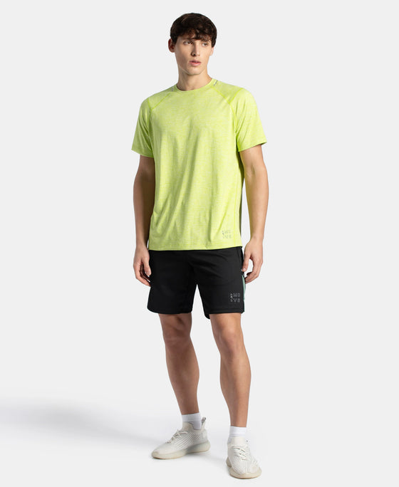 Microfiber Fabric Round Neck Half Sleeve T-Shirt with StayDry Tech - Green Glow Zebra