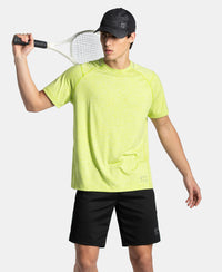 Microfiber Fabric Round Neck Half Sleeve T-Shirt with StayDry Tech - Green Glow Zebra