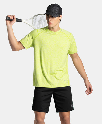 Microfiber Fabric Round Neck Half Sleeve T-Shirt with StayDry Tech - Green Glow Zebra