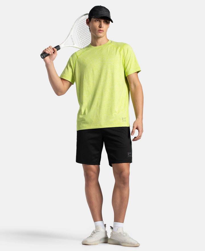 Microfiber Fabric Round Neck Half Sleeve T-Shirt with StayDry Tech - Green Glow Zebra