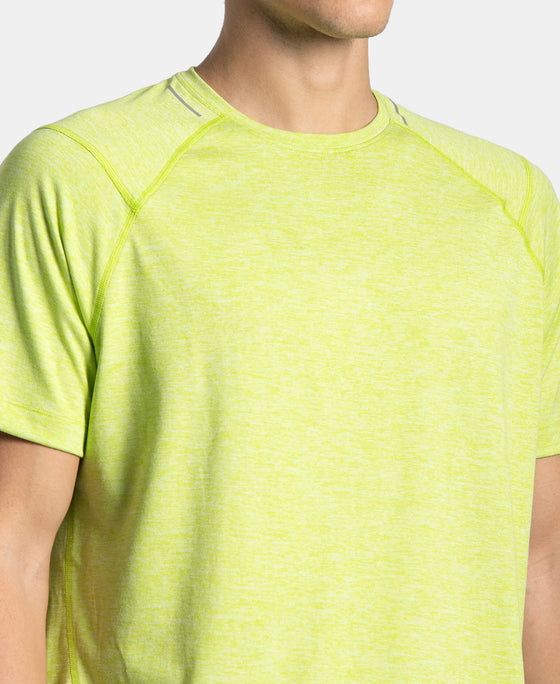 Microfiber Fabric Round Neck Half Sleeve T-Shirt with StayDry Tech - Green Glow Zebra
