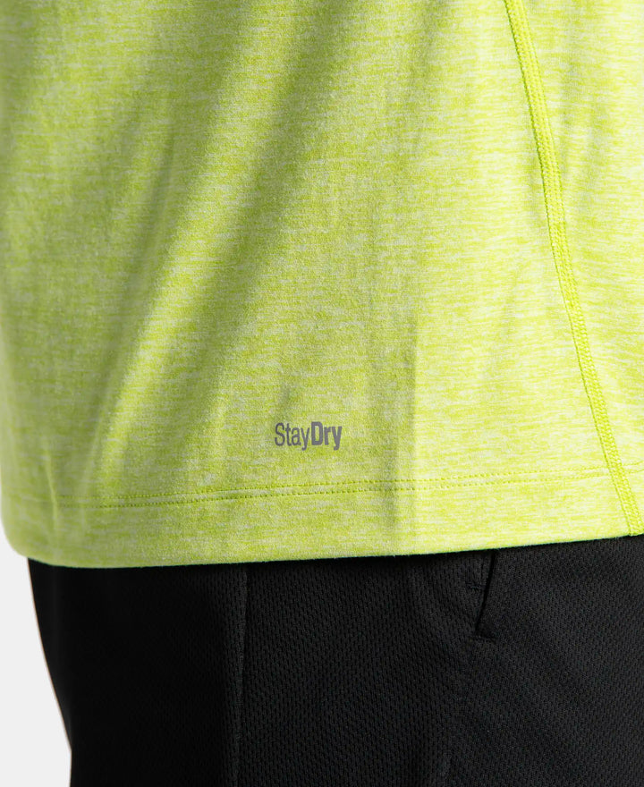 Microfiber Fabric Round Neck Half Sleeve T-Shirt with StayDry Tech - Green Glow Zebra