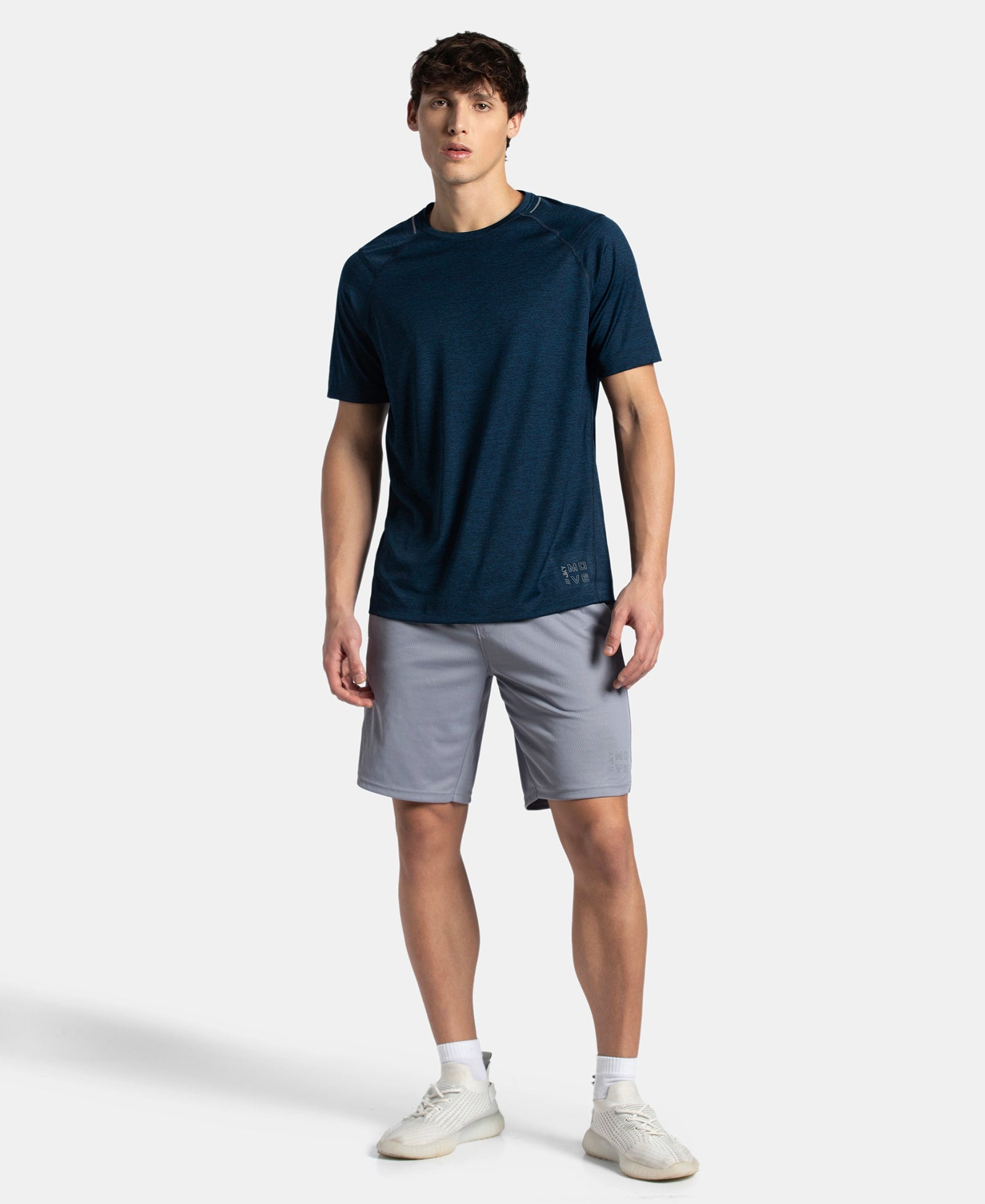 Microfiber Fabric Round Neck Half Sleeve T-Shirt with StayDry Tech - Navy Melange