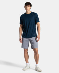 Microfiber Fabric Round Neck Half Sleeve T-Shirt with StayDry Tech - Navy Melange