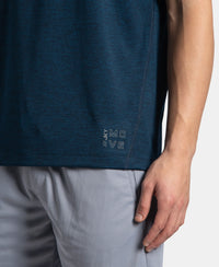 Microfiber Fabric Round Neck Half Sleeve T-Shirt with StayDry Tech - Navy Melange