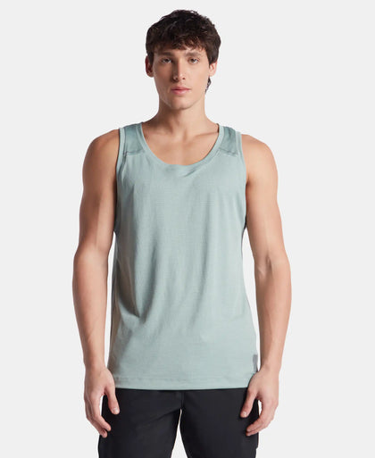 Lightweight Microfiber Solid Tank Top with Breathable Mesh - Iceberg Green