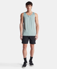 Lightweight Microfiber Solid Tank Top with Breathable Mesh - Iceberg Green