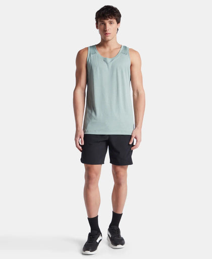Lightweight Microfiber Solid Tank Top with Breathable Mesh - Iceberg Green