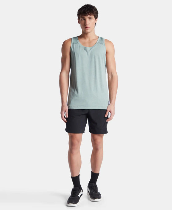 Lightweight Microfiber Solid Tank Top with Breathable Mesh - Iceberg Green