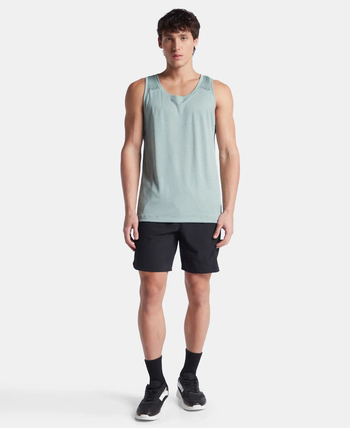 Lightweight Microfiber Solid Tank Top with Breathable Mesh - Iceberg Green