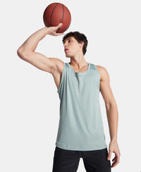 Lightweight Microfiber Solid Tank Top with Breathable Mesh - Iceberg Green