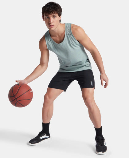 Lightweight Microfiber Solid Tank Top with Breathable Mesh - Iceberg Green
