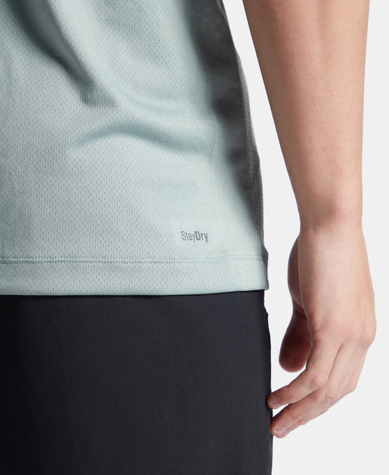 Lightweight Microfiber Solid Tank Top with Breathable Mesh - Iceberg Green