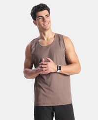 Lightweight Microfiber Solid Tank Top with Breathable Mesh - Peppercorn