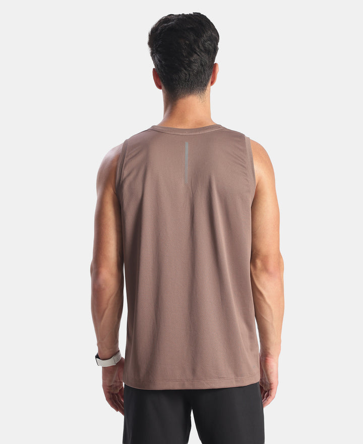 Lightweight Microfiber Solid Tank Top with Breathable Mesh - Peppercorn