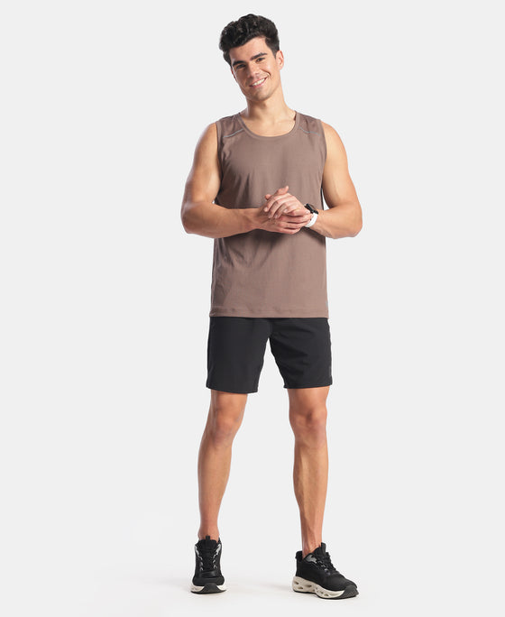 Lightweight Microfiber Solid Tank Top with Breathable Mesh - Peppercorn