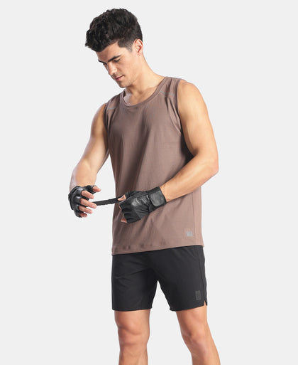 Lightweight Microfiber Solid Tank Top with Breathable Mesh - Peppercorn