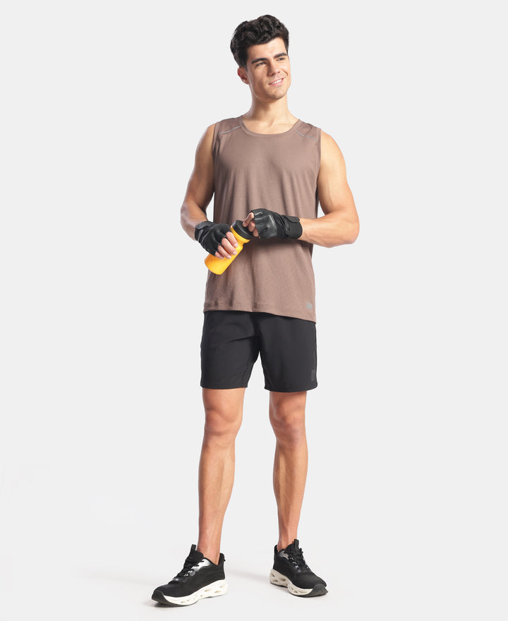 Lightweight Microfiber Solid Tank Top with Breathable Mesh - Peppercorn
