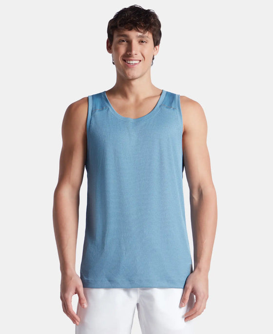 Lightweight Microfiber Solid Tank Top with Breathable Mesh - Provincial Blue