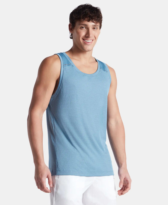 Lightweight Microfiber Solid Tank Top with Breathable Mesh - Provincial Blue