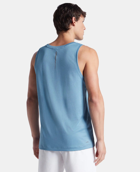 Lightweight Microfiber Solid Tank Top with Breathable Mesh - Provincial Blue