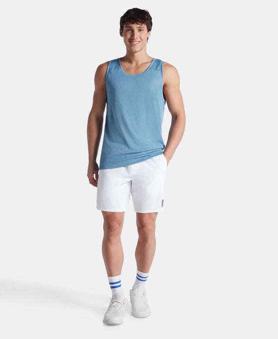 Lightweight Microfiber Solid Tank Top with Breathable Mesh - Provincial Blue