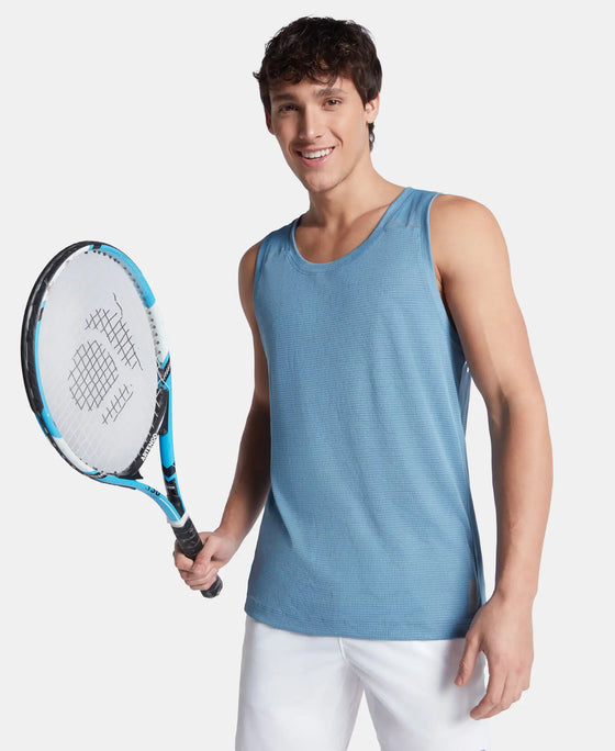 Lightweight Microfiber Solid Tank Top with Breathable Mesh - Provincial Blue