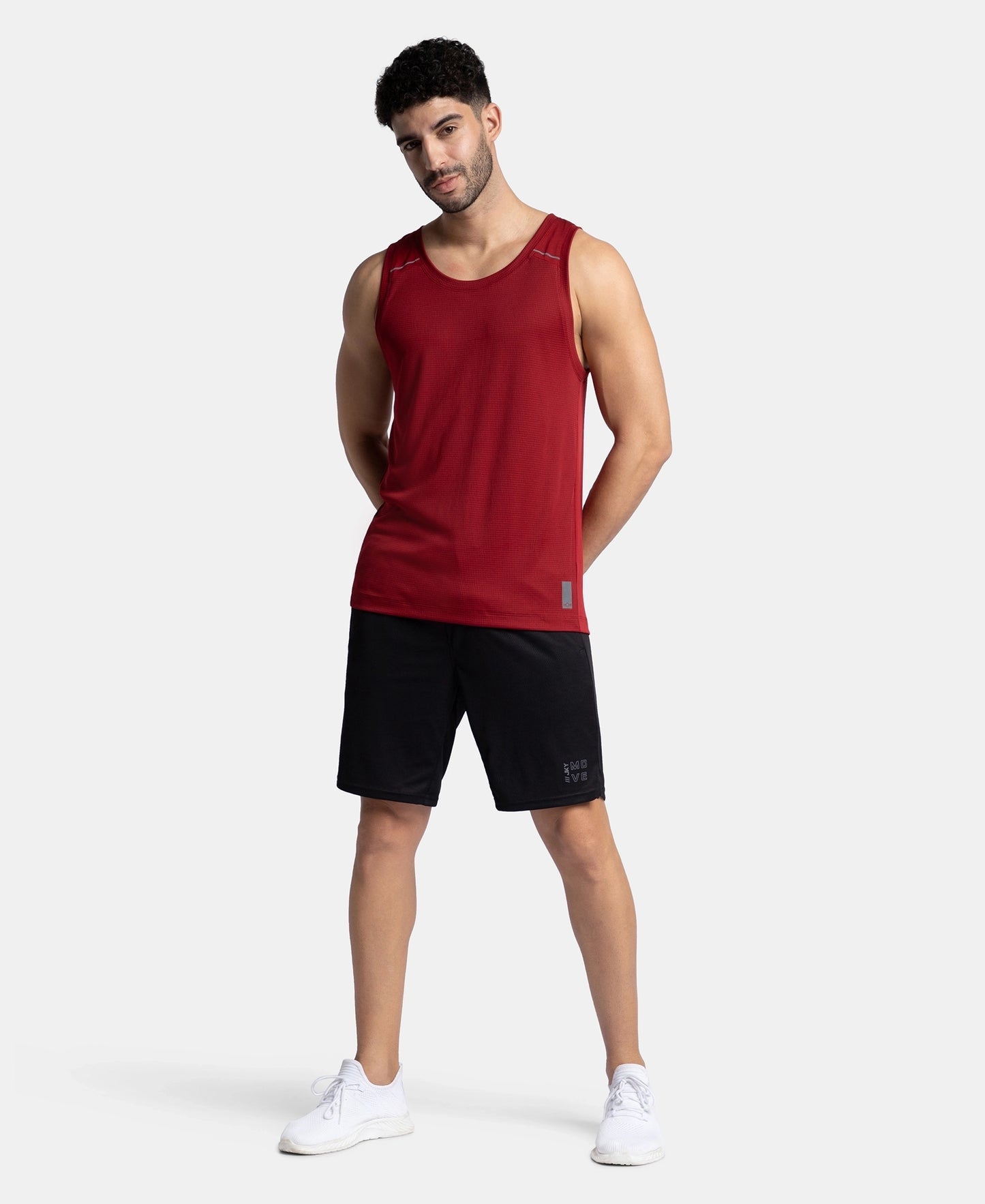 Lightweight Microfiber Solid Tank Top with Breathable Mesh - Sundried Tomato
