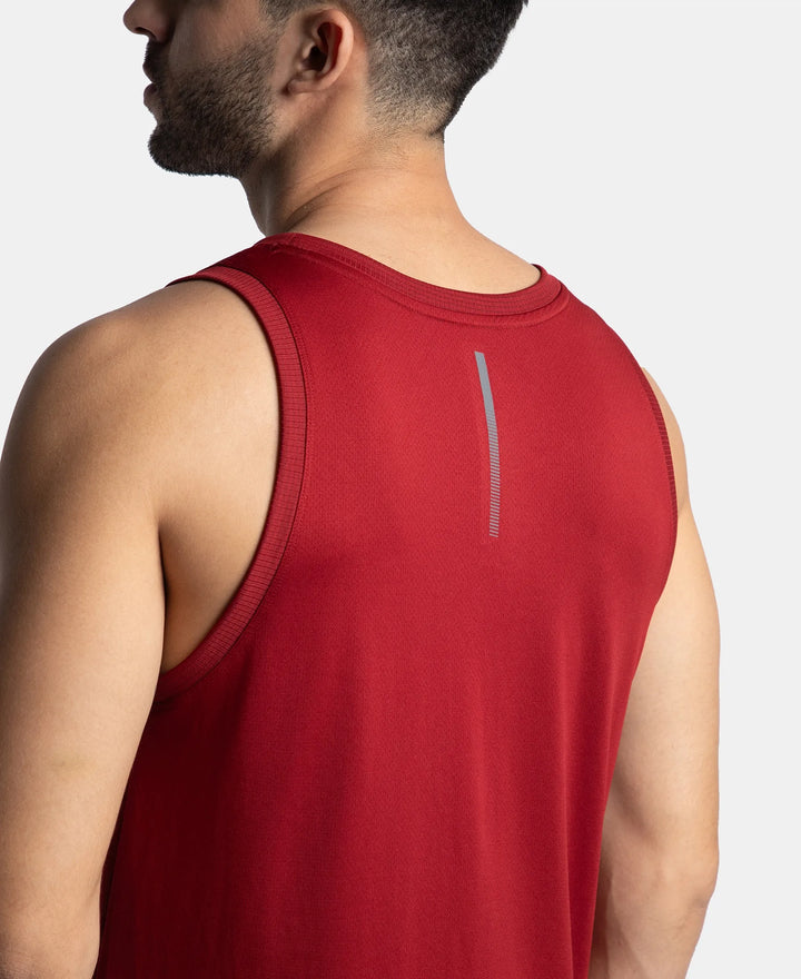 Lightweight Microfiber Solid Tank Top with Breathable Mesh - Sundried Tomato