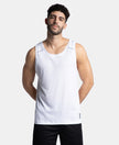 Lightweight Microfiber Solid Tank Top with Breathable Mesh - White