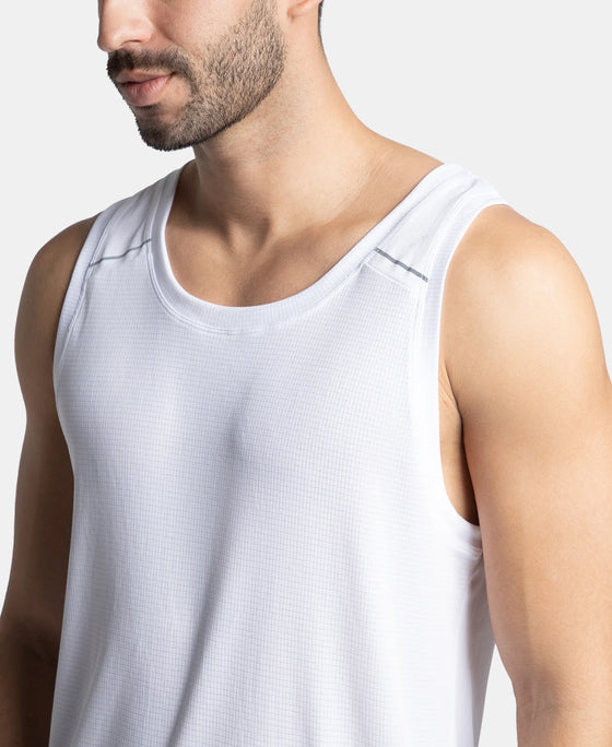 Lightweight Microfiber Solid Tank Top with Breathable Mesh - White