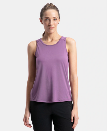 Microfiber Fabric Graphic Printed Tank Top With Breathable Mesh - Chinese Violet