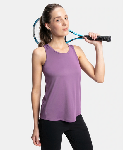 Microfiber Fabric Graphic Printed Tank Top With Breathable Mesh - Chinese Violet