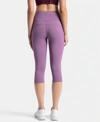 Microfiber Elastane Stretch Slim Fit Capri with Back Waistband Pocket - Chinese Violet